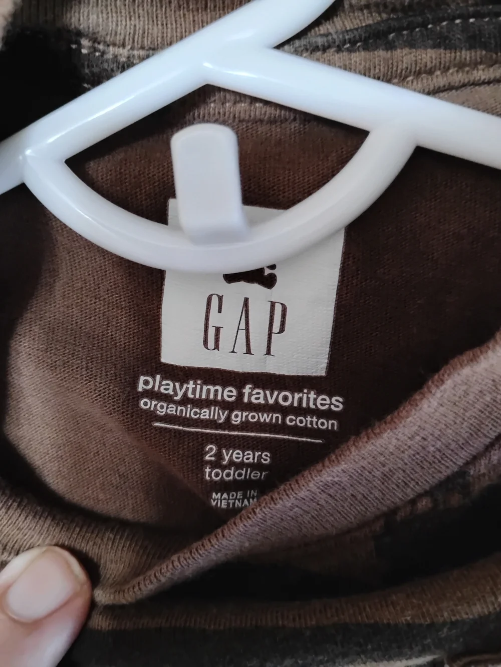 GAP Brown and Black Construction-Print Long Sleeve Tee